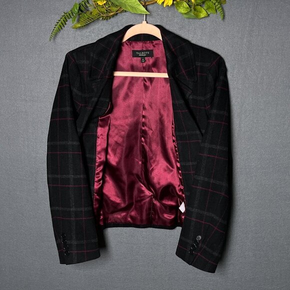Talbots Blazer Womens Size 10 Wool Blend Career Kate Fit Plaid Jacket - Picture 4 of 5